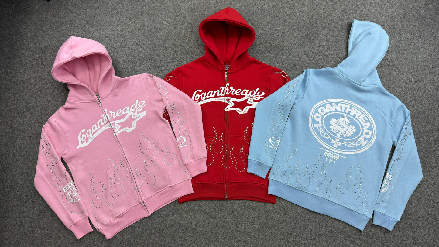 Rhinestone Zip up Jacket