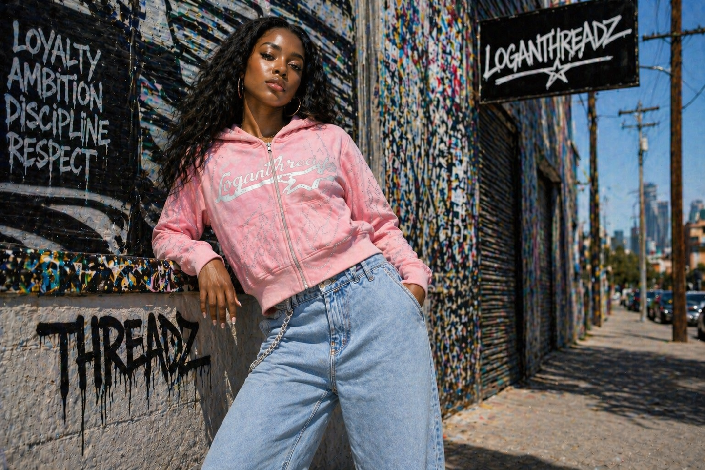Rhinestone Zip up Jacket